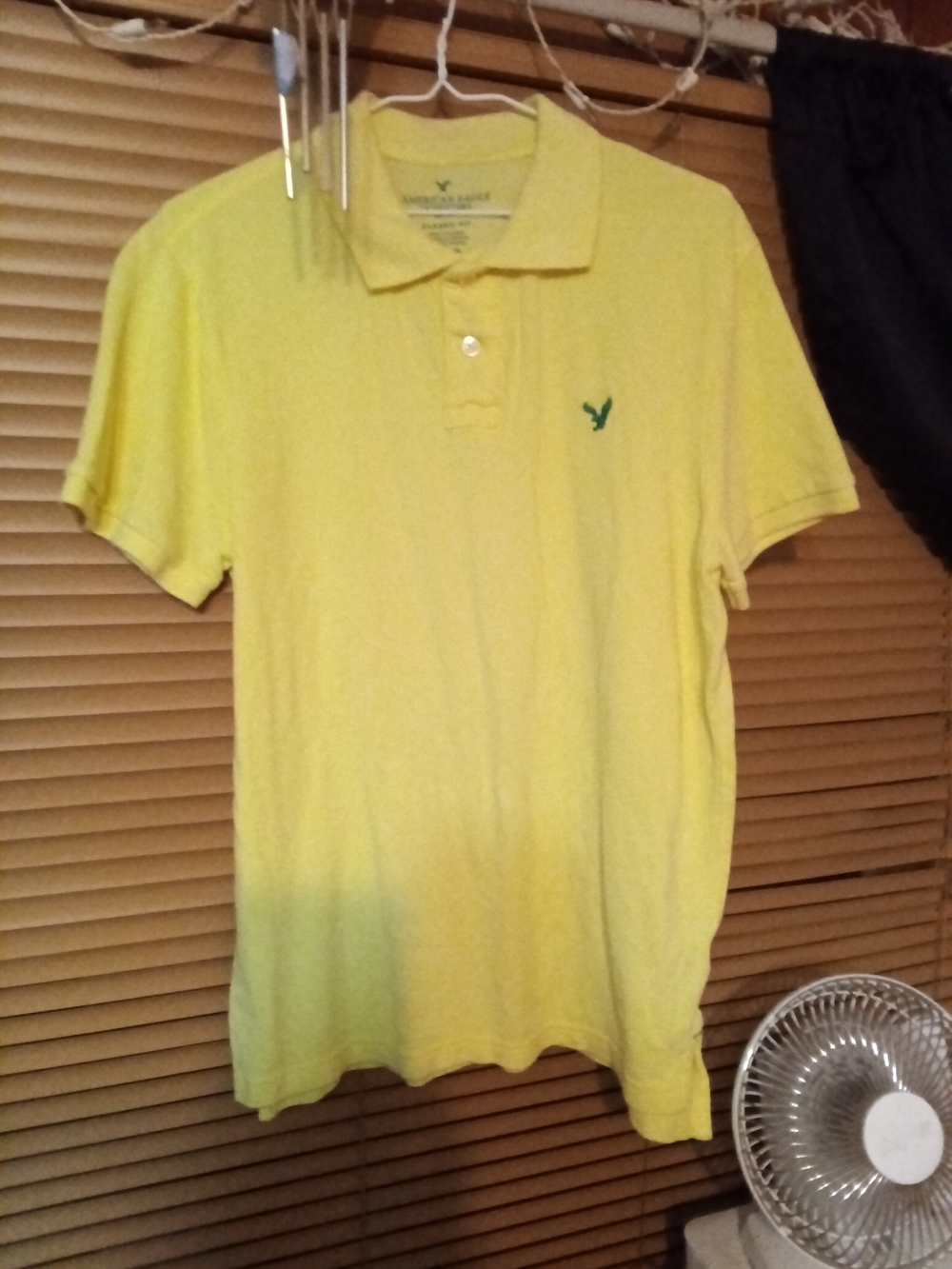 American Eagle Outfitters Men’s Bright Yellow Polo with Green Logo